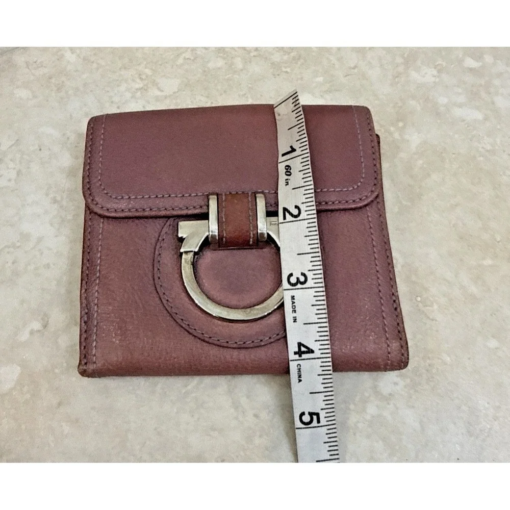 Salvatore Ferragamo Pink Purple  Gancini Bifold Wallet Credit Card Coin *AS IS